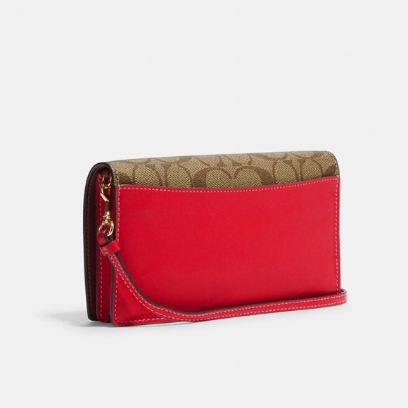 Coach Anna Foldover Clutch Crossbody in Signature Canvas with Strawberry - Picture 2 of 4